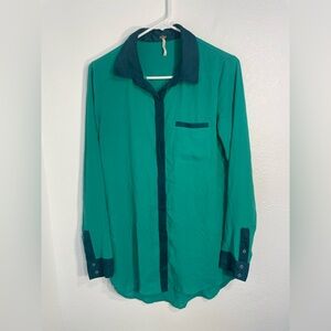 Free People  Green Button Down Shirt, size S